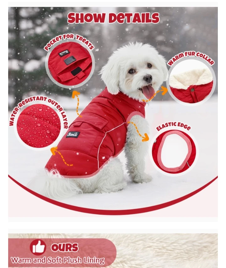 NEW!   SlowTon Dog Winter Coat - Red, 2XL - photo 4