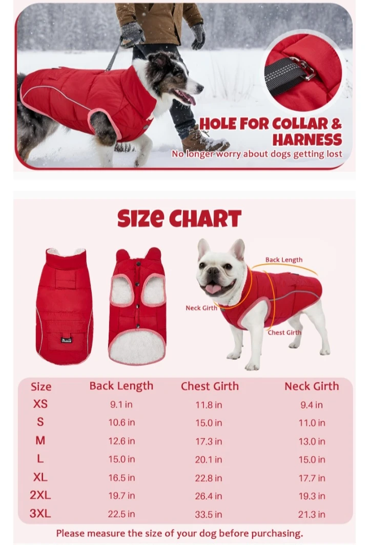 NEW!   SlowTon Dog Winter Coat - Red, 2XL - photo 5