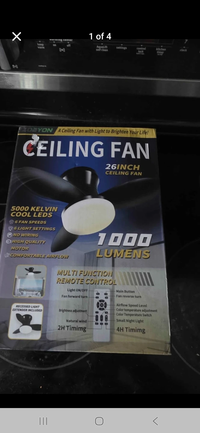 Deyon 26-inch Ceiling Fan with Light and Remote Control BNIB - photo 2