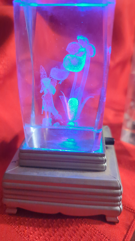 Fairy & Flower itched crystal Lighted Display