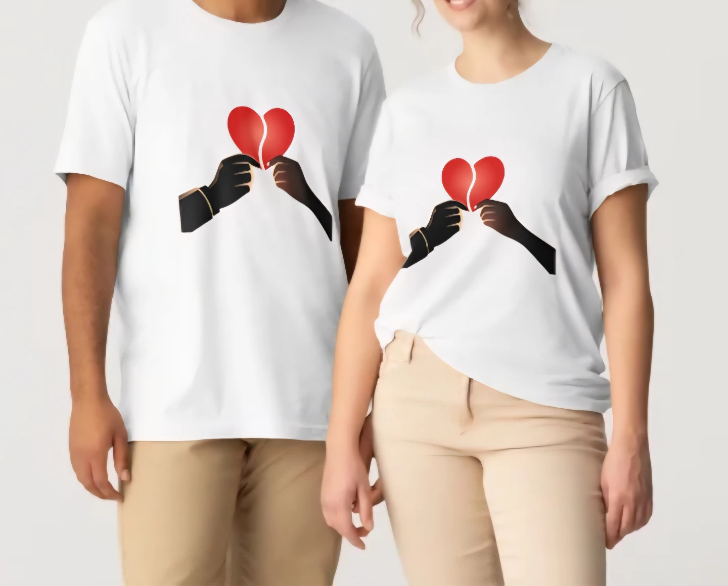 White T-Shirt with Broken Heart Graphic - photo 2