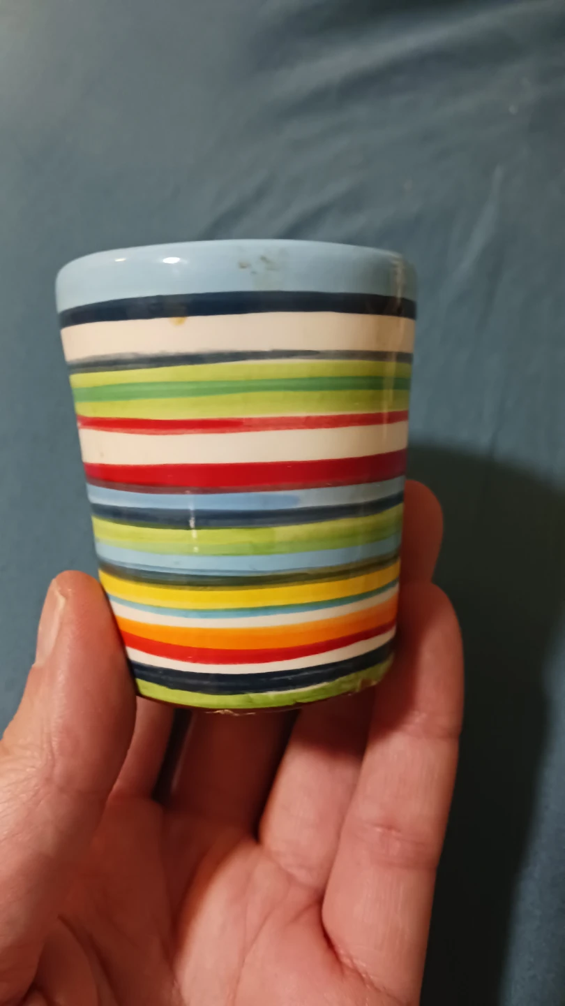 Set of 2 Striped Ceramic Cups