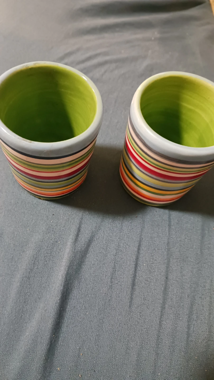 Set of 2 Striped Ceramic Cups - photo 2
