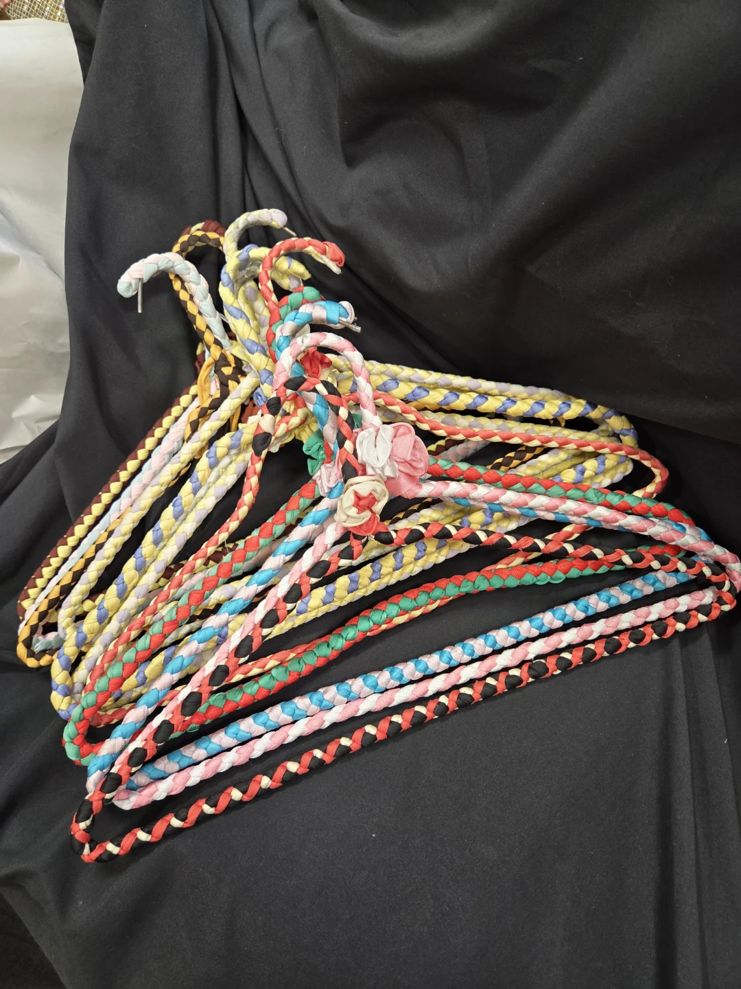 Set of 12 Decorative Braided Hangers with Flower Accents