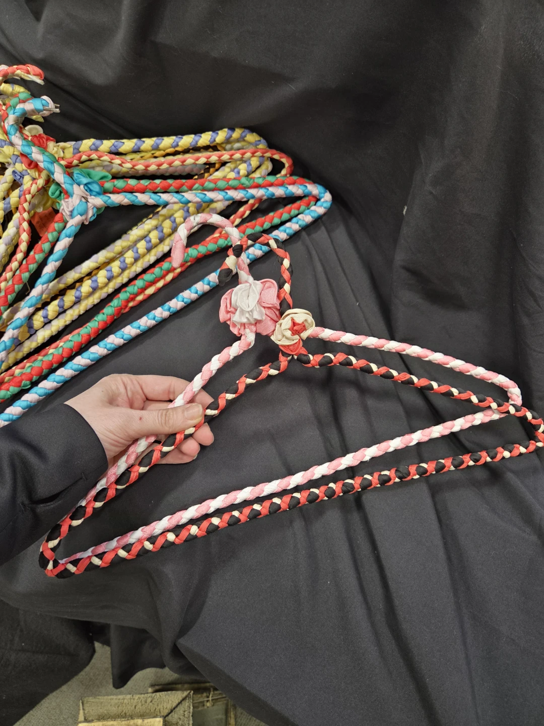 Set of 12 Decorative Braided Hangers with Flower Accents - photo 2