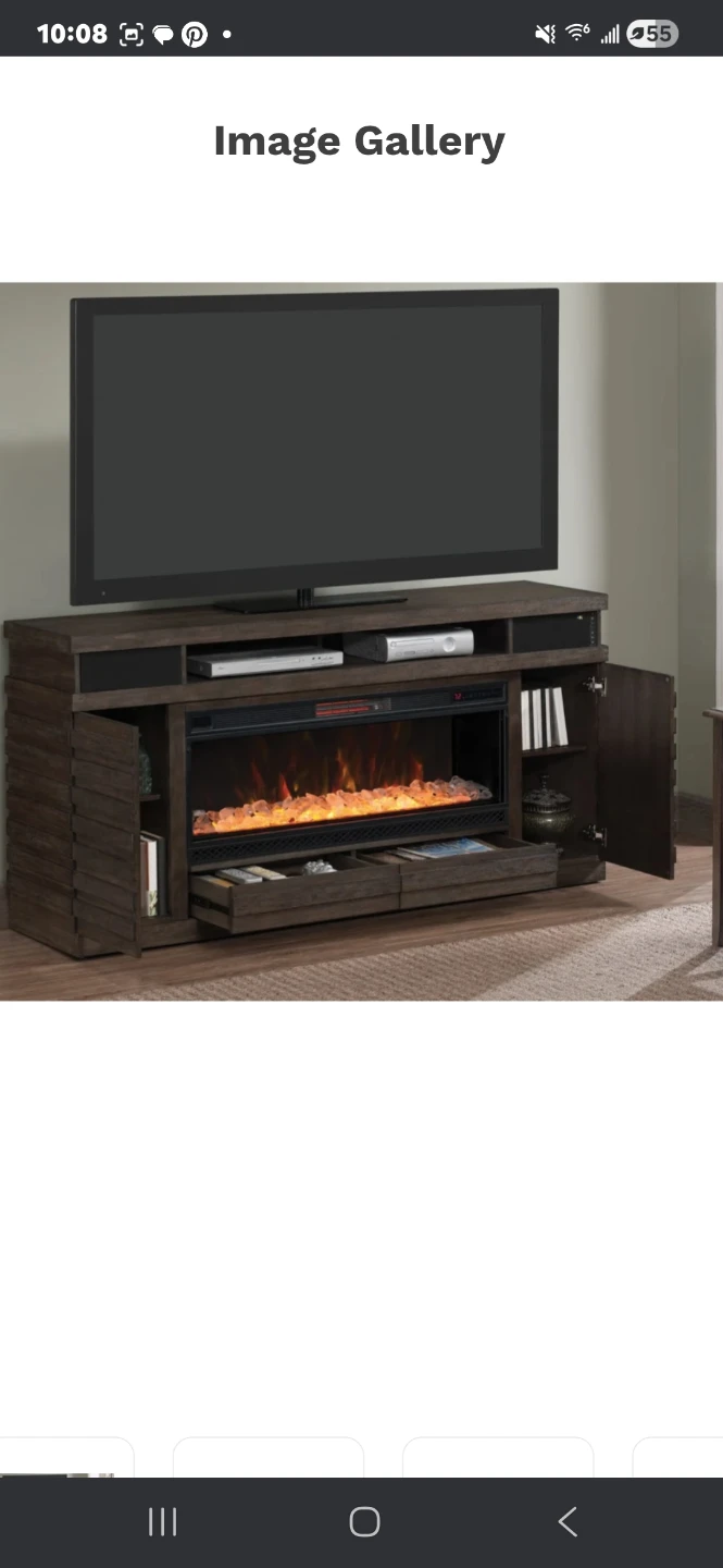 Ember 70" Gray Electric Fireplace & TV Stand