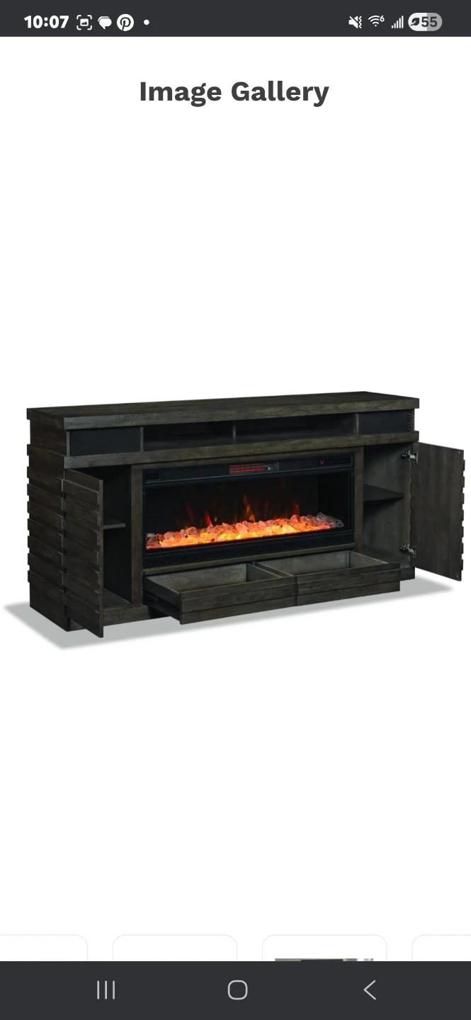 Ember 70" Gray Electric Fireplace & TV Stand - photo 2