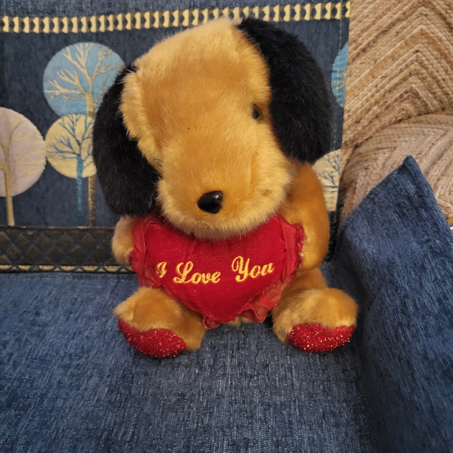 Plush Dog with "I Love You" Heart