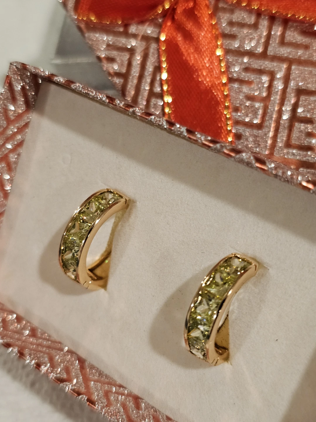 GoldPlated  Hoop Earrings with Peridot (CZ Simulated)