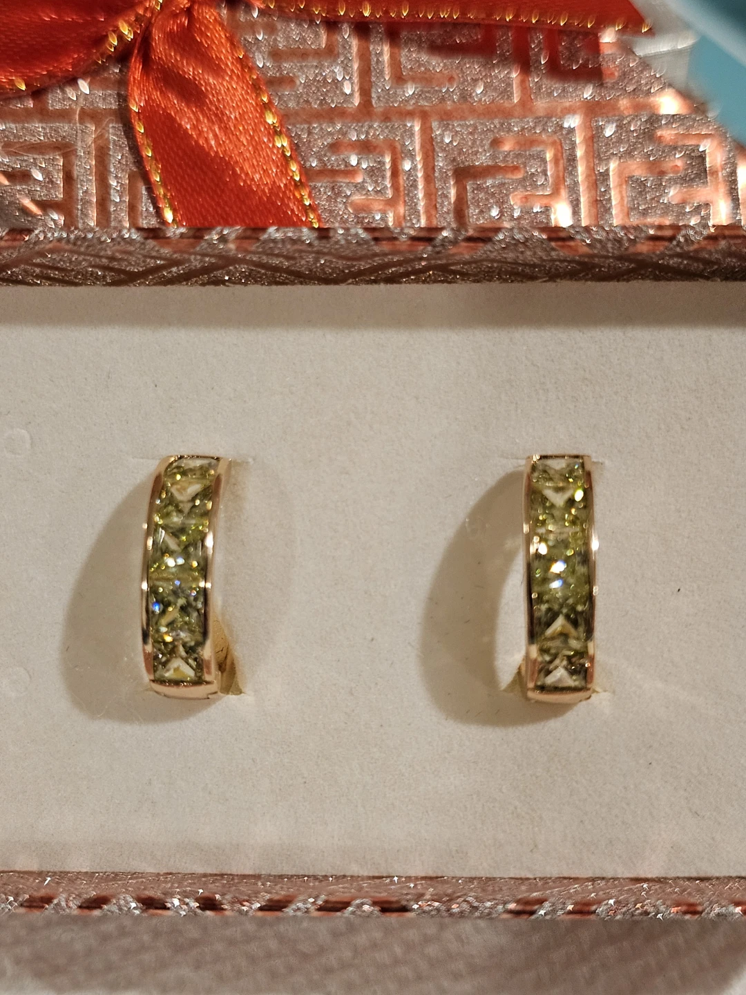 GoldPlated  Hoop Earrings with Peridot (CZ Simulated) - photo 2