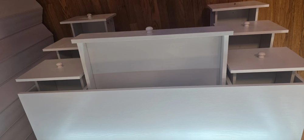 White Vanity Desk with LED Mirror and Built-in Power - photo 2