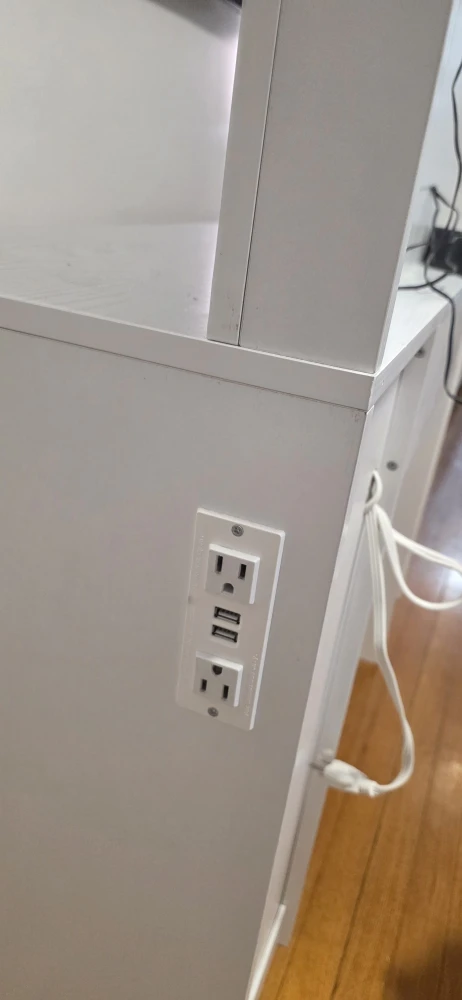 White Vanity Desk with LED Mirror and Built-in Power - photo 3