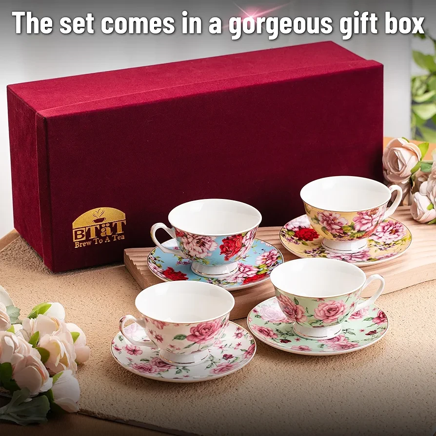 Brew To A Tea Floral Teacup Set, Service for 4 - photo 3