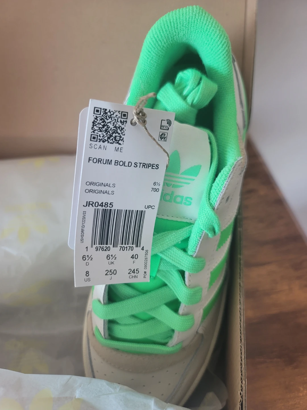 Adidas Womens Forum Bold Stripes 'White Green' NWT US 8 - photo 2