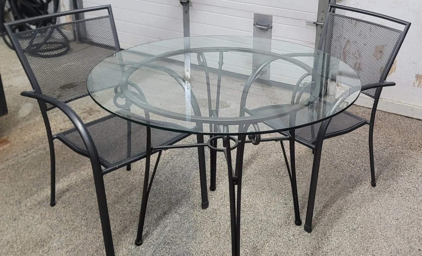 Glass Top Patio Table with 2 Chairs - Black - photo 2