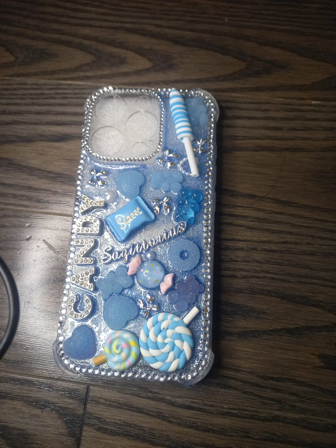 Blue Gemini and Sagittarius Zodiac Phone Case with Candy Charms