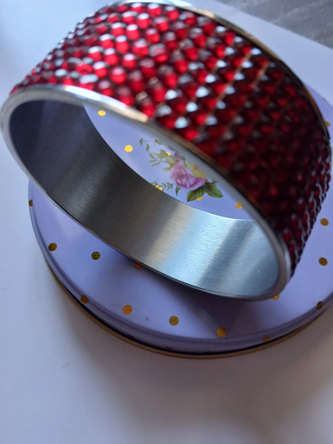 Red Rhinestone Bangle Bracelet