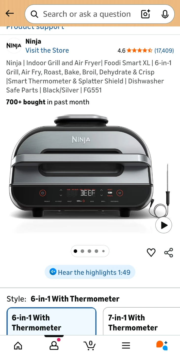 6 in 1 Ninja Foodi Smart XL Grill- Brand new, never used - photo 4