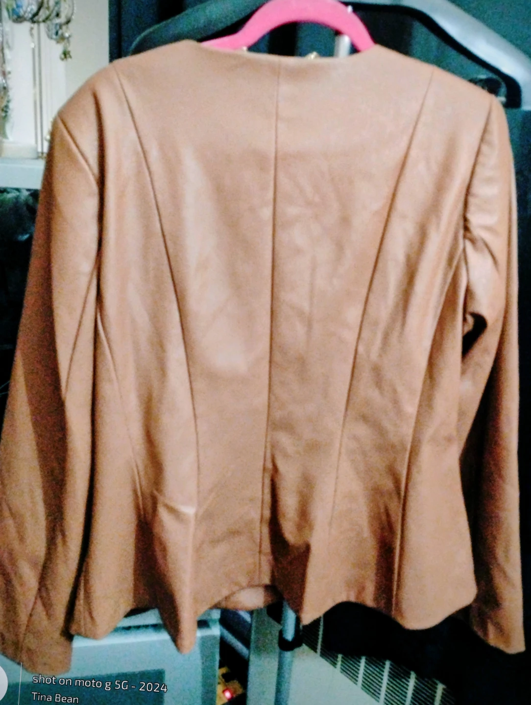 DKNY Brown Faux Leather Jacket - Size M - photo 2