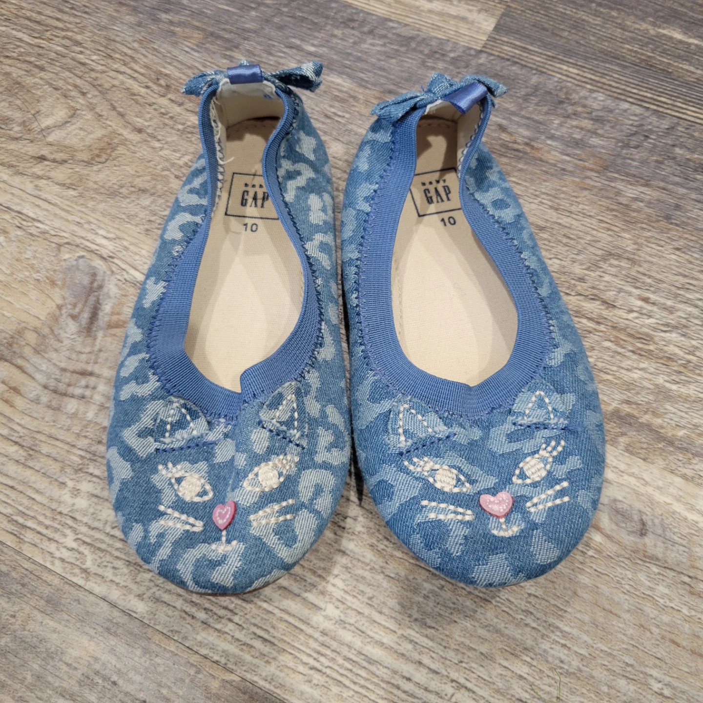 Gap Kids Denim Cat Face Ballet Flats Size 10