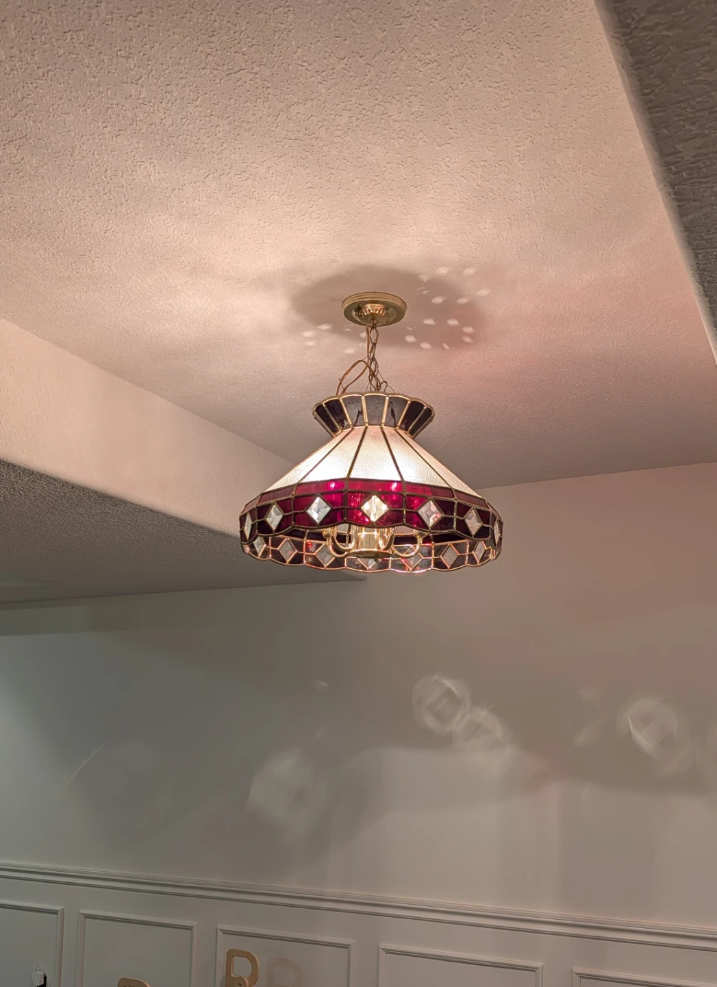 Vintage Tiffany Style Stained Glass Pendant Light - photo 4