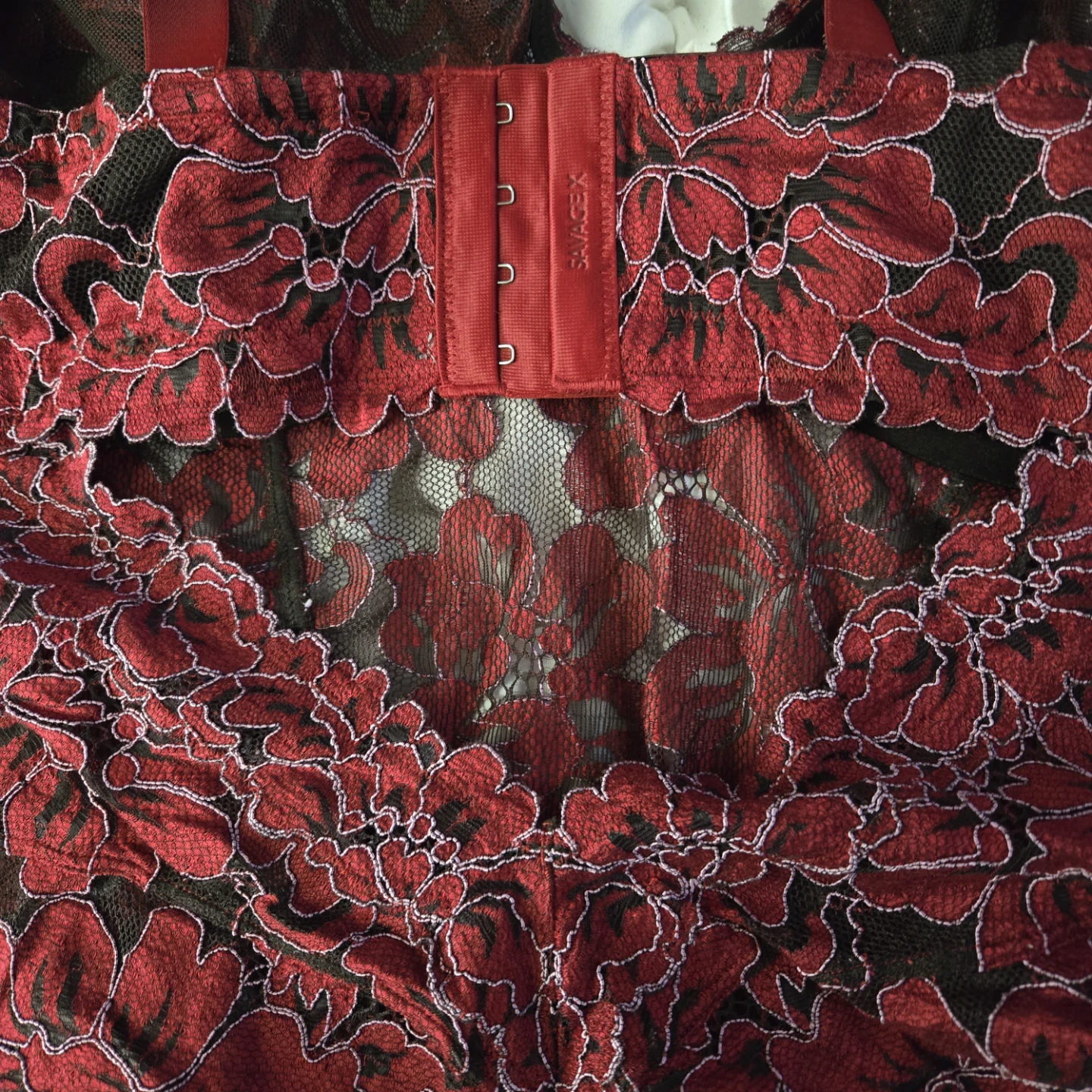 Savage X Fenty Red Floral Lace Bodysuit - photo 3