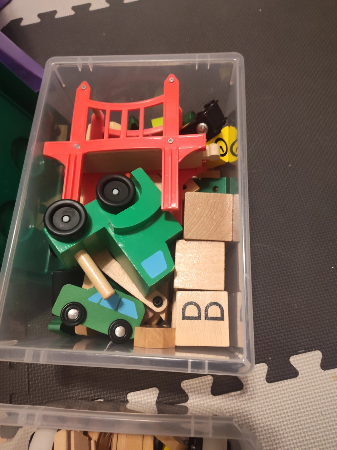 Wooden Train Tracks and Toy Car Set