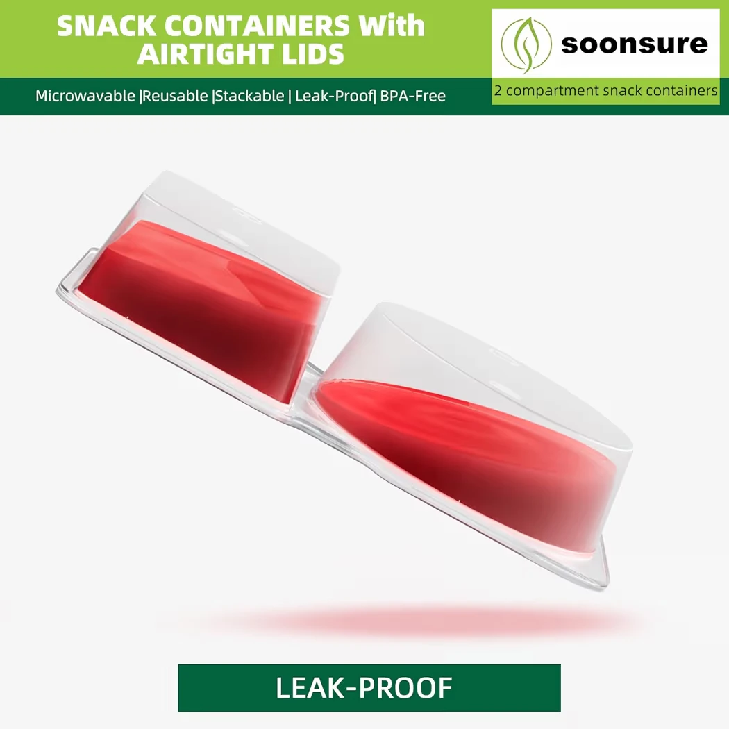 Soonsure 2 Compartment Snack Containers with Airtight Lids - photo 3