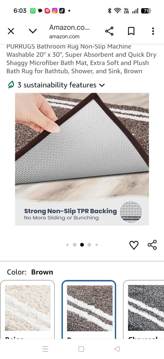 PURRUGS 20" x 30" Bath Mat - Brown - photo 5