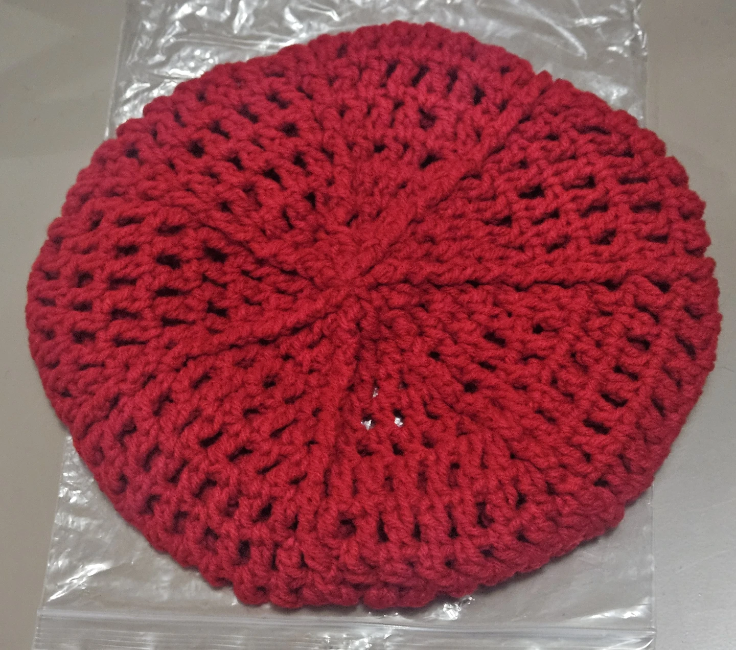 Red Crocheted Beret Hat
