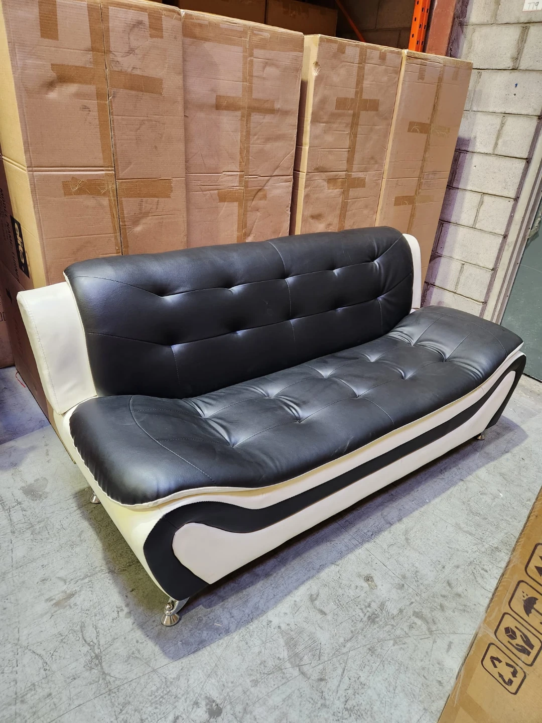 Red and Black Leather Loveseat Sofa