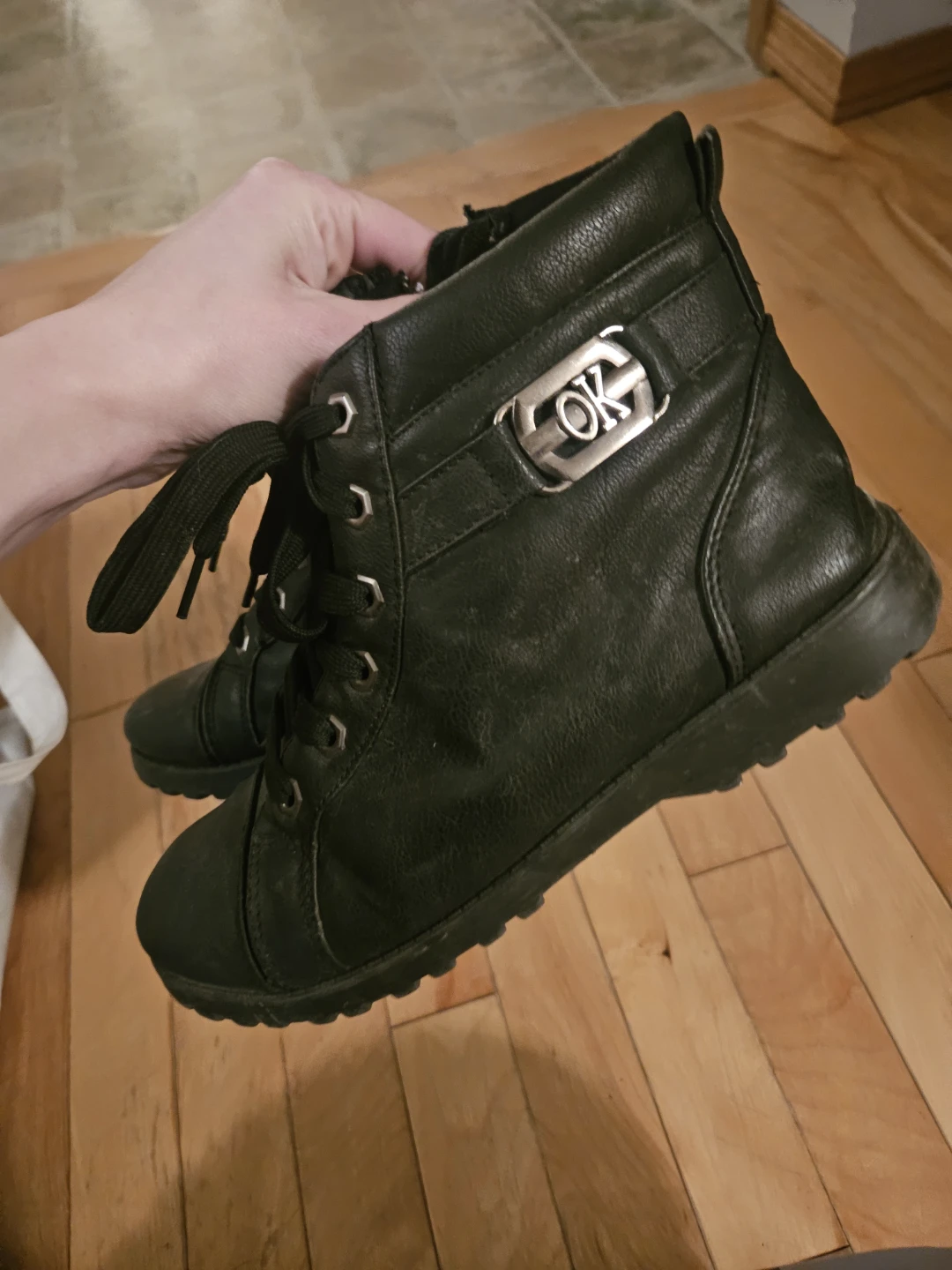 Free Black Lace-Up Ankle Boots Size 9