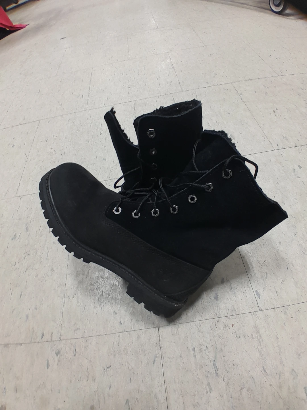 Black Suede Fur Lined  Timberland Winter Boots 6