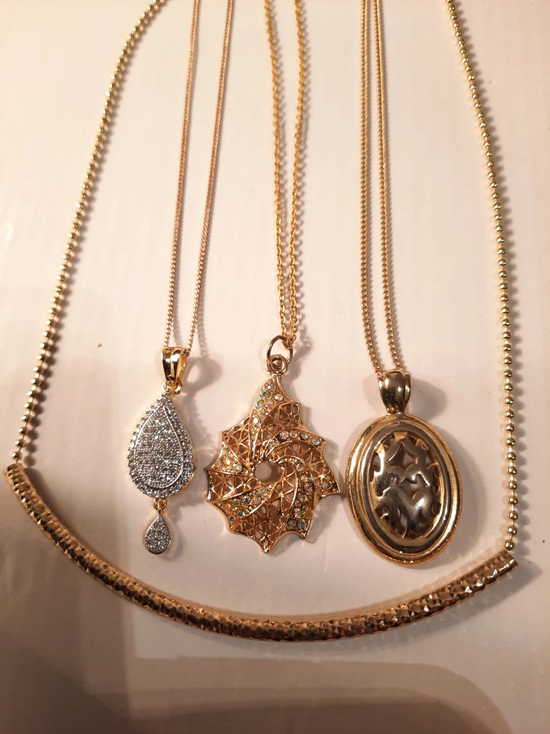 Assorted Gold Tone Necklaces with Pendants