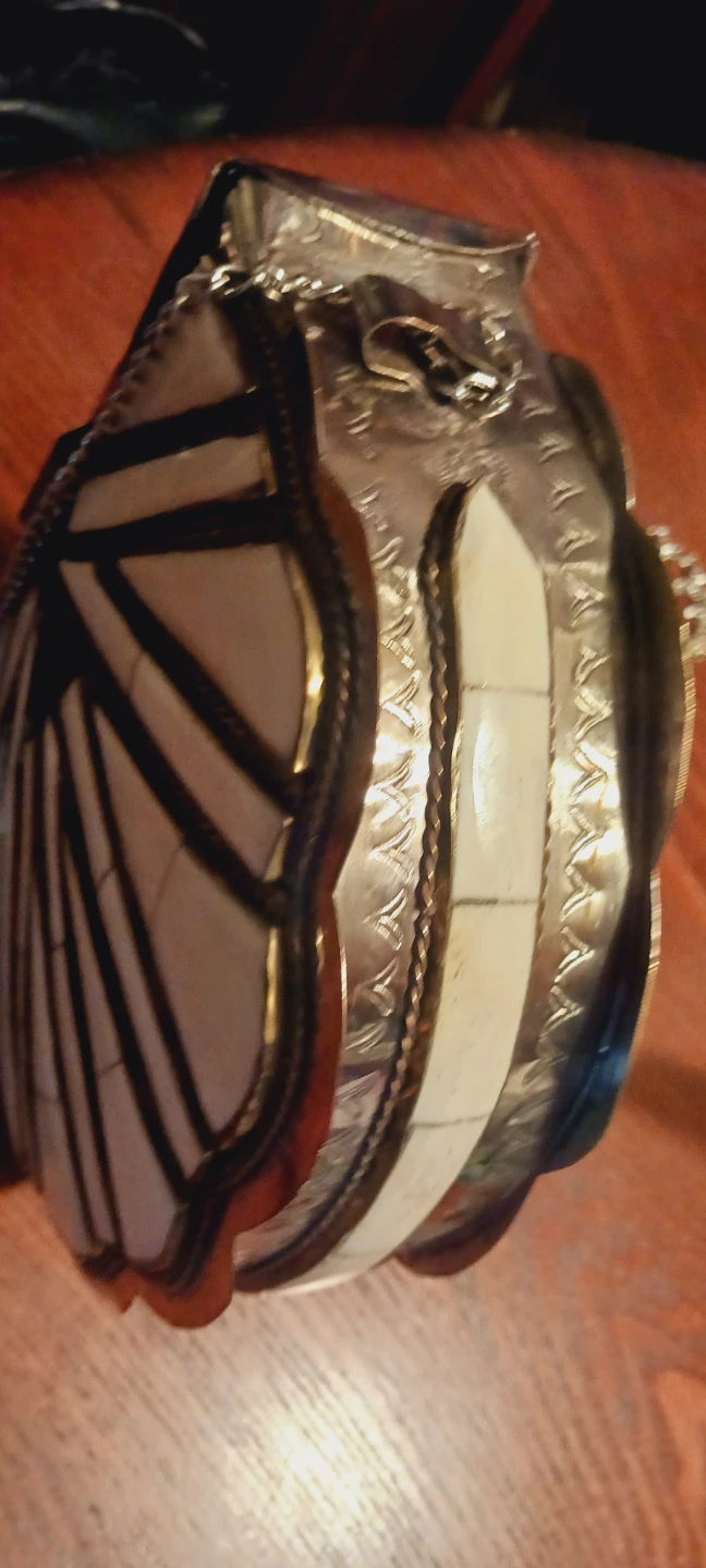 Morrocan Handcrafted Stone Inlaid Metal Purse - photo 4