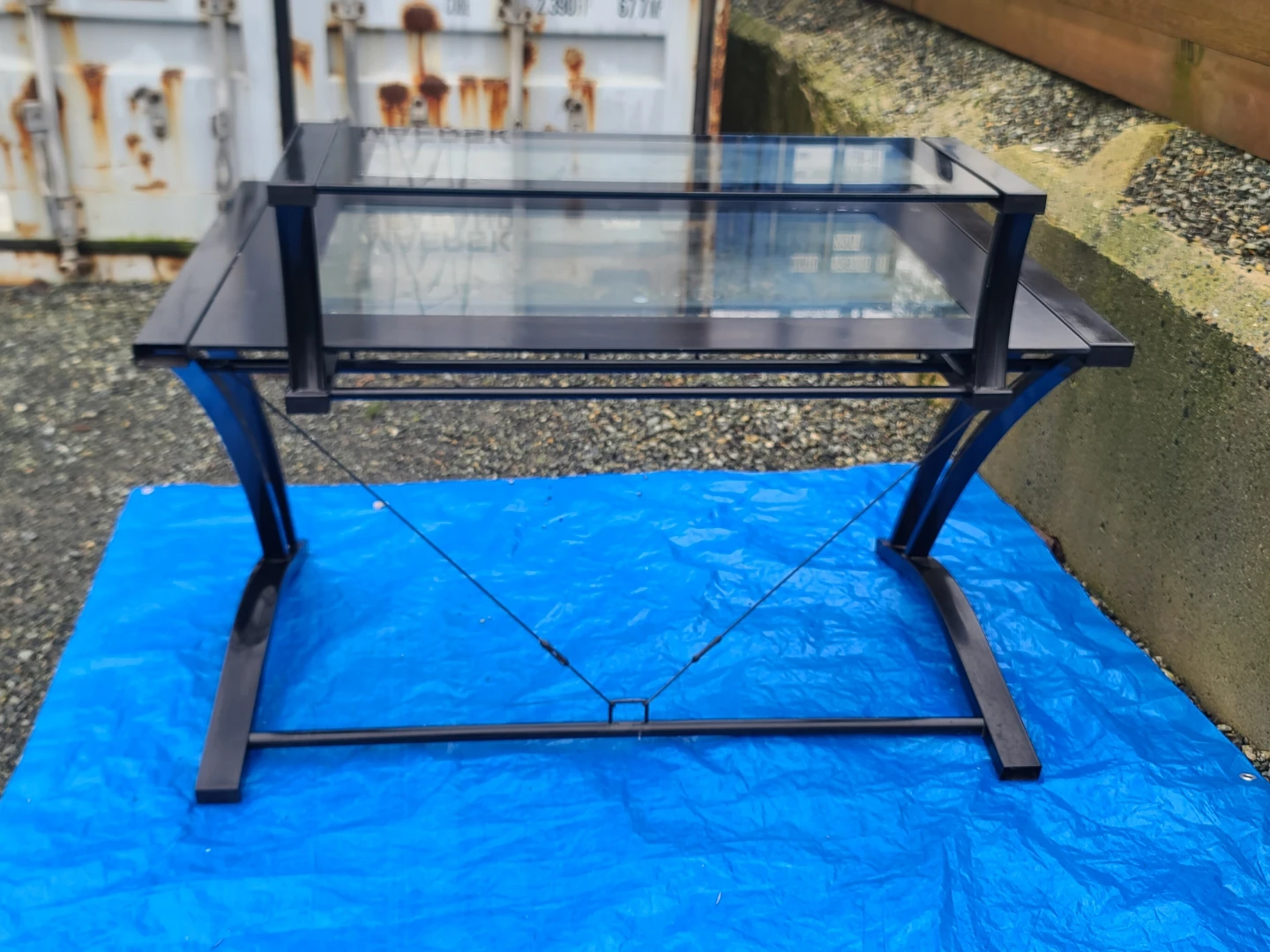 Black Glass Top Drafting Table