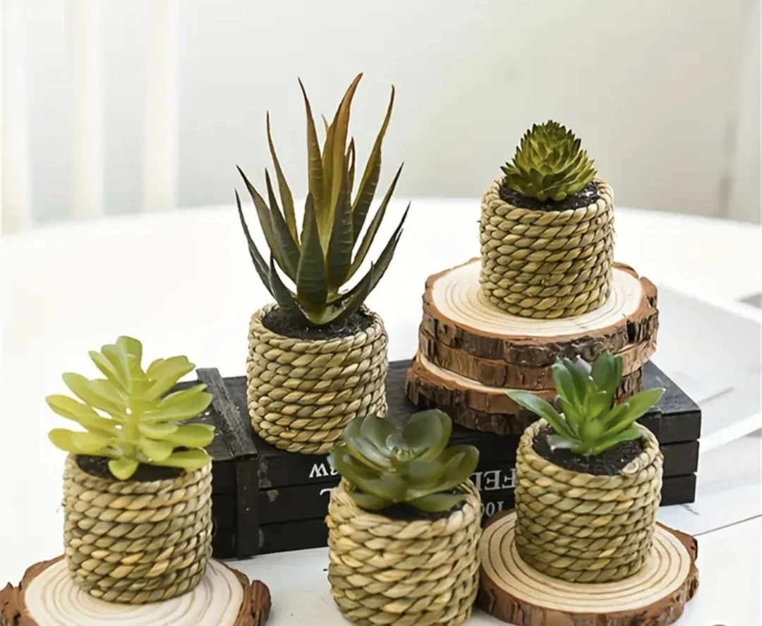 5-Piece Artificial Rattan Potted Plant Set🥕