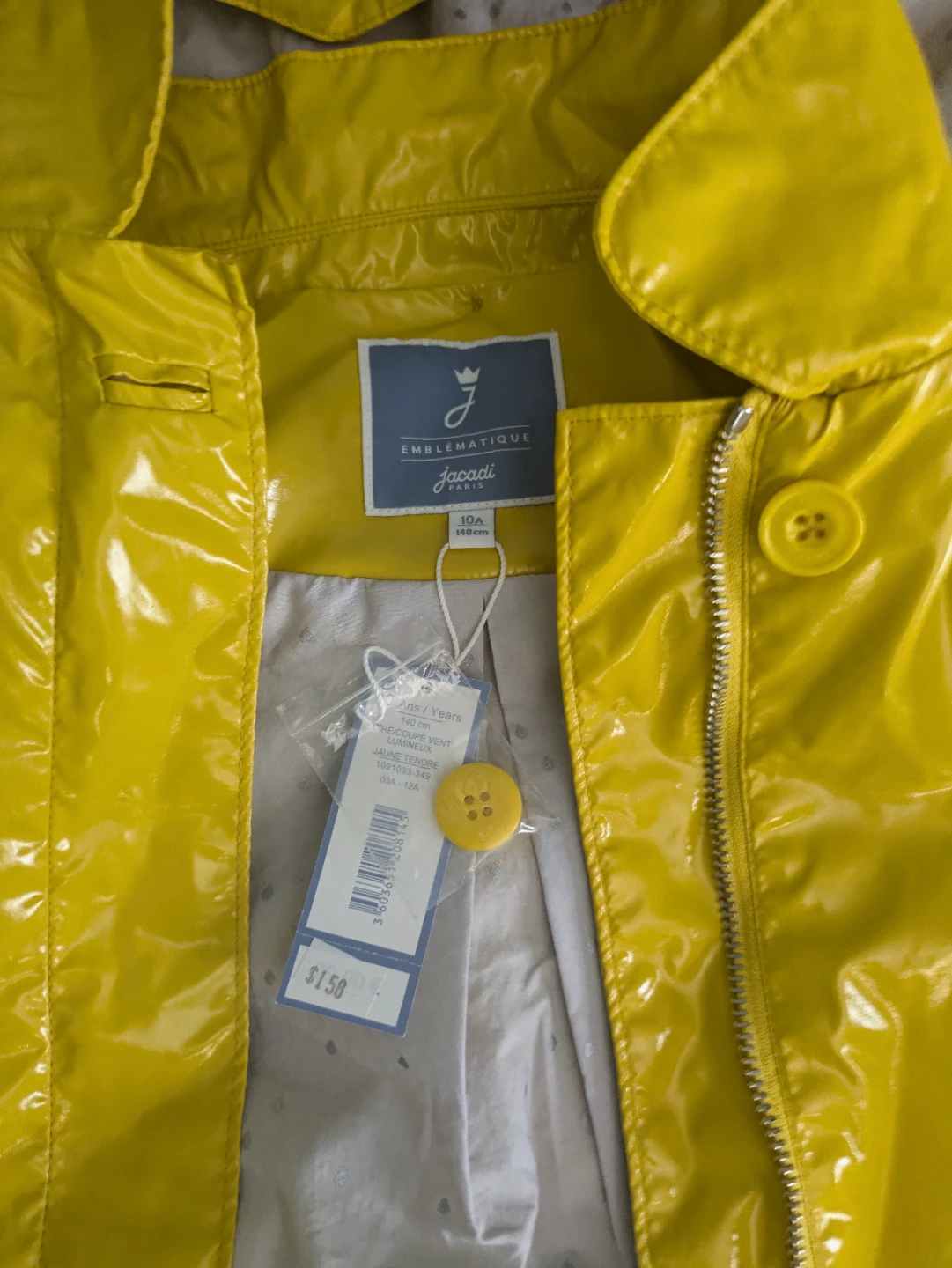 Jacadi Yellow Raincoat - Size 10A (140cm)