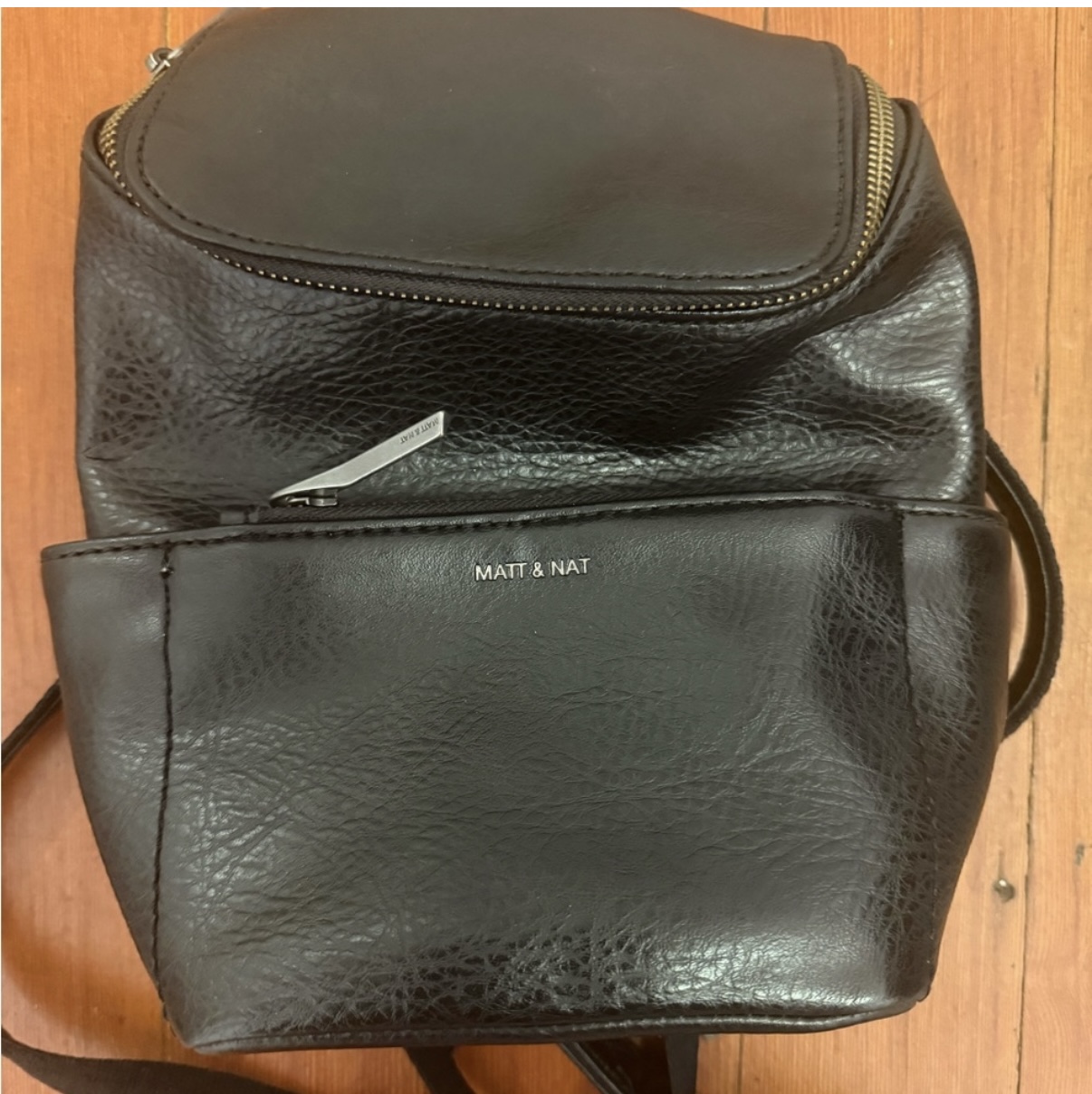Matt & Nat Black Faux Leather Mini Backpack