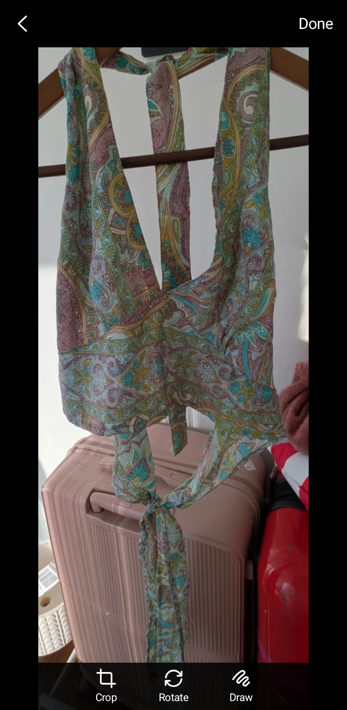 Halter Neck Tie Back Printed Top