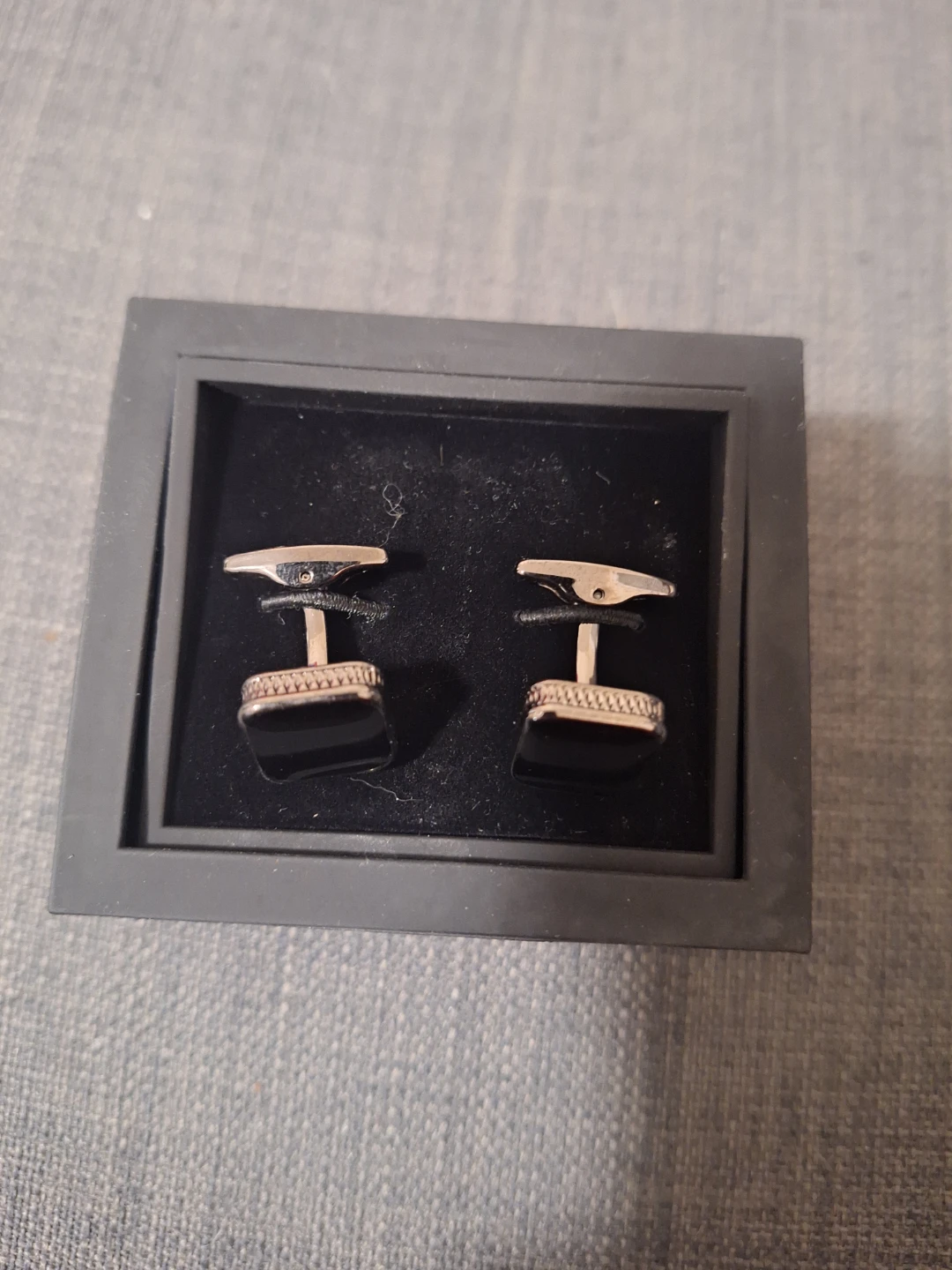 Square Black Cufflinks with Box - photo 3