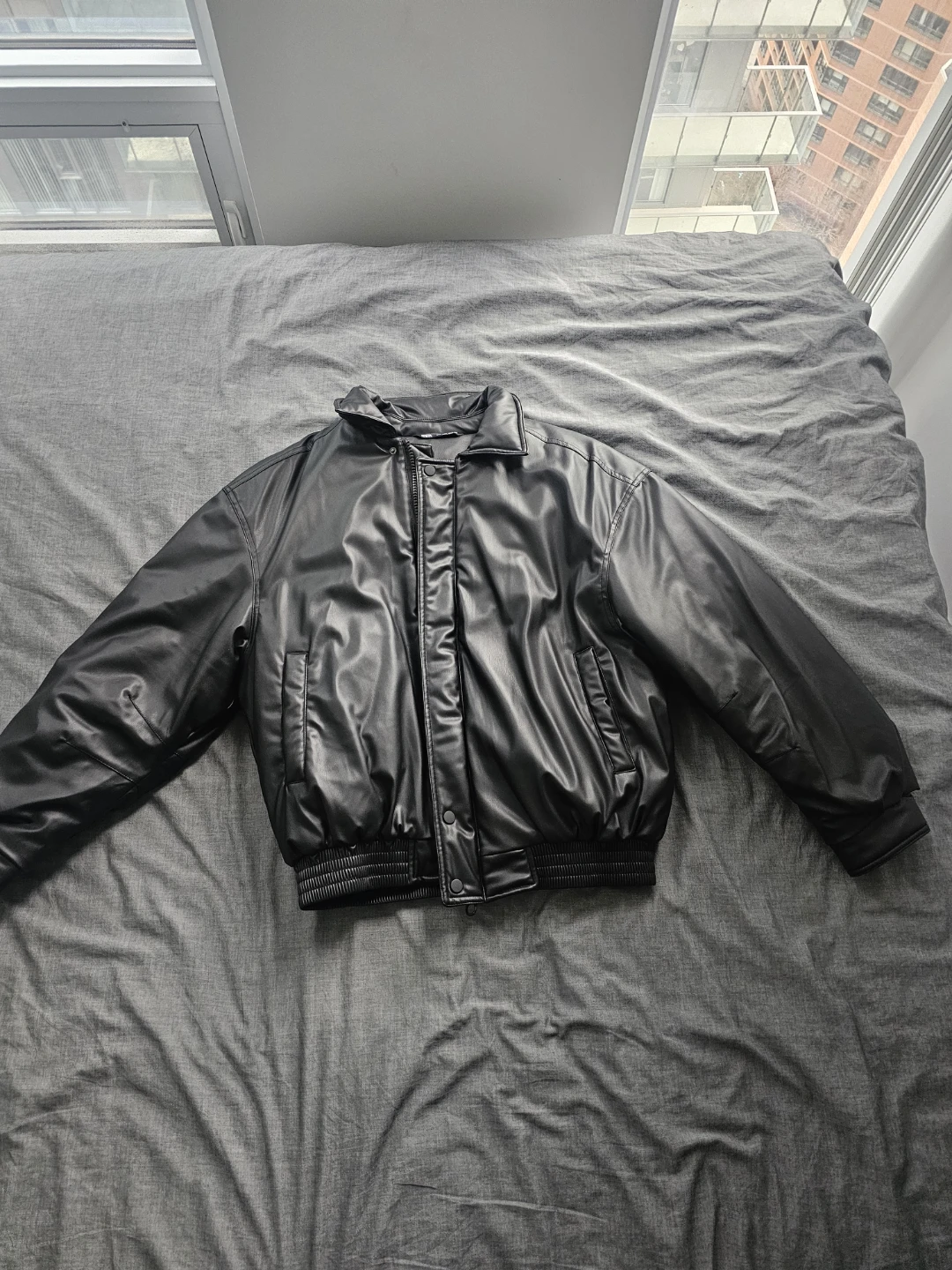 Zara Faux Leather Jacket - Black - Size S - photo 3
