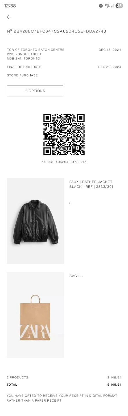 Zara Faux Leather Jacket - Black - Size S - photo 4