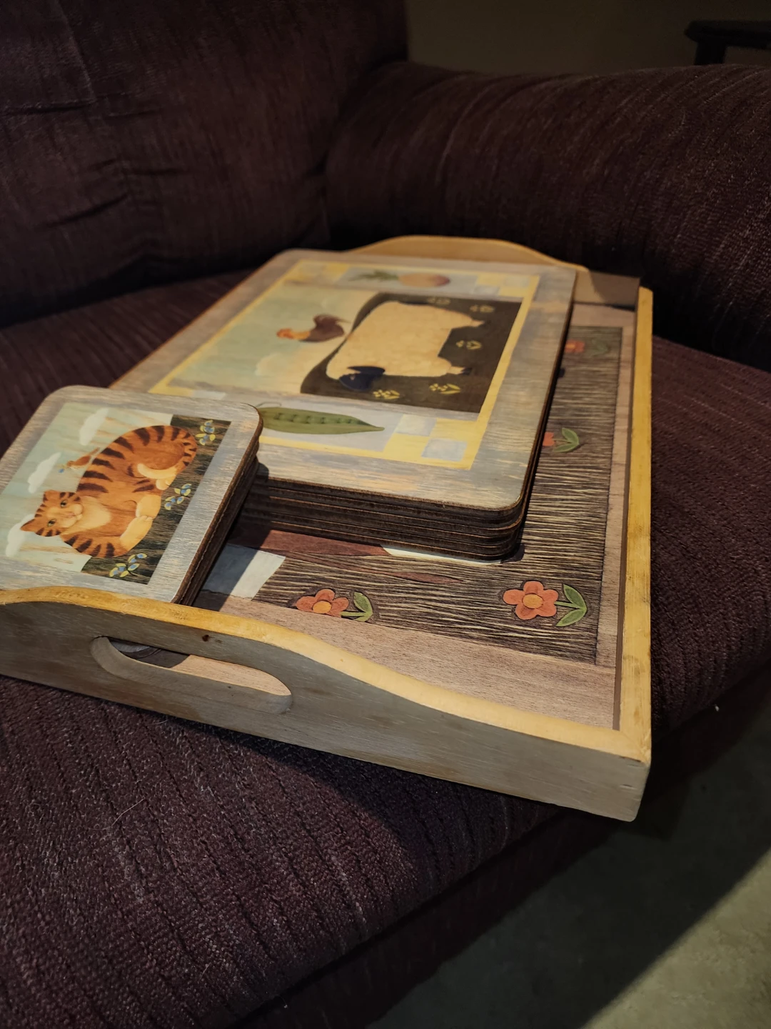 Wooden Serving Tray and Coaster Set - photo 3