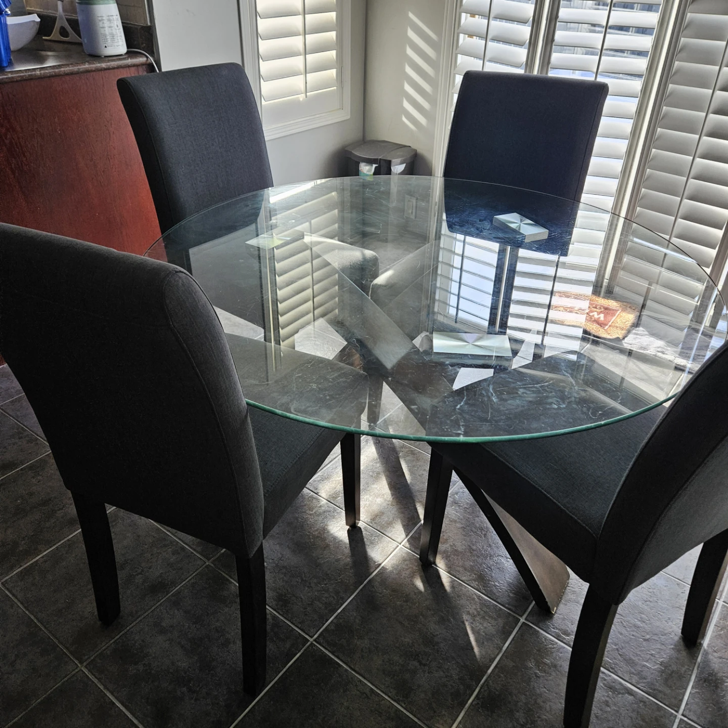 Glass Round Dining Table with 4 Chairs - photo 2