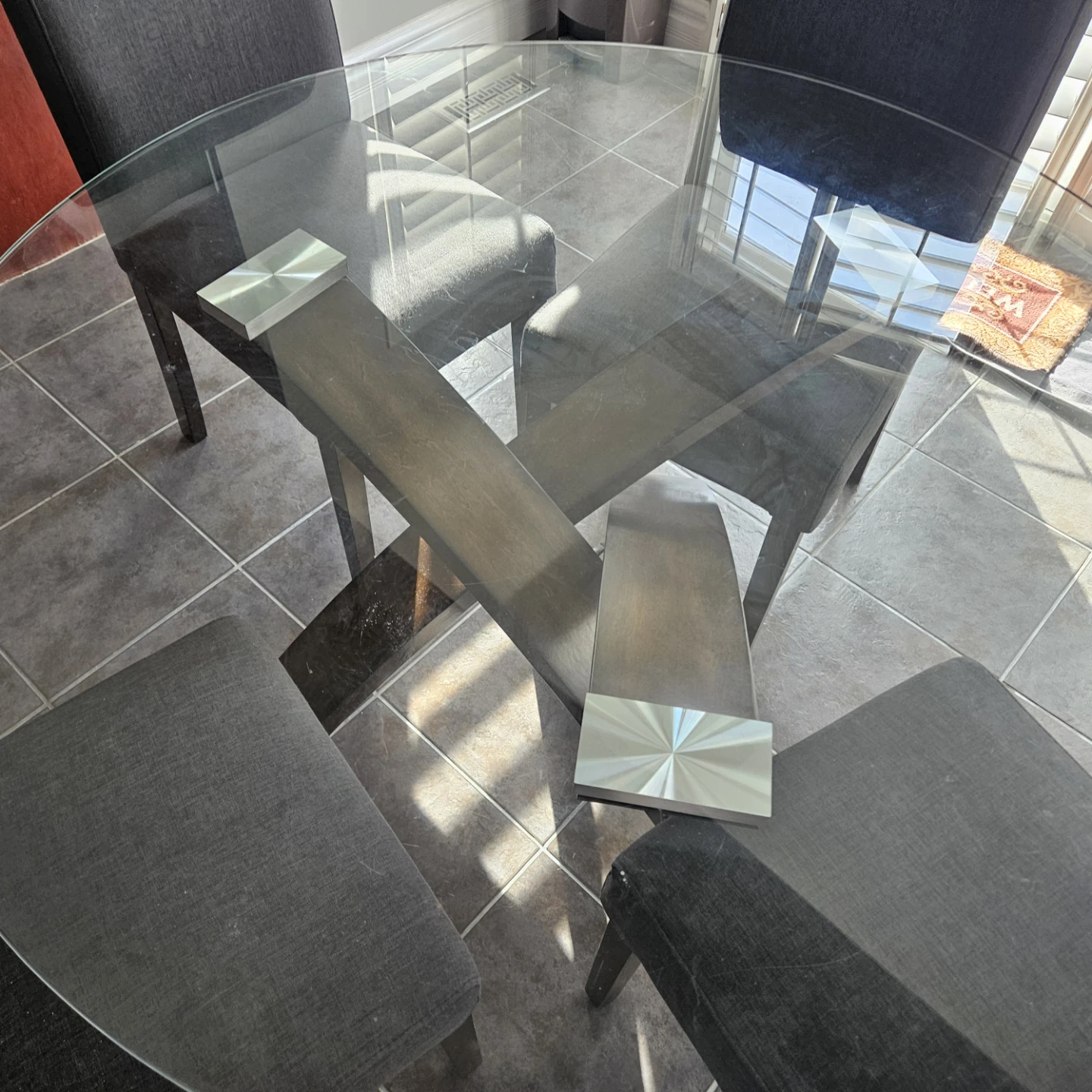 Glass Round Dining Table with 4 Chairs - photo 4