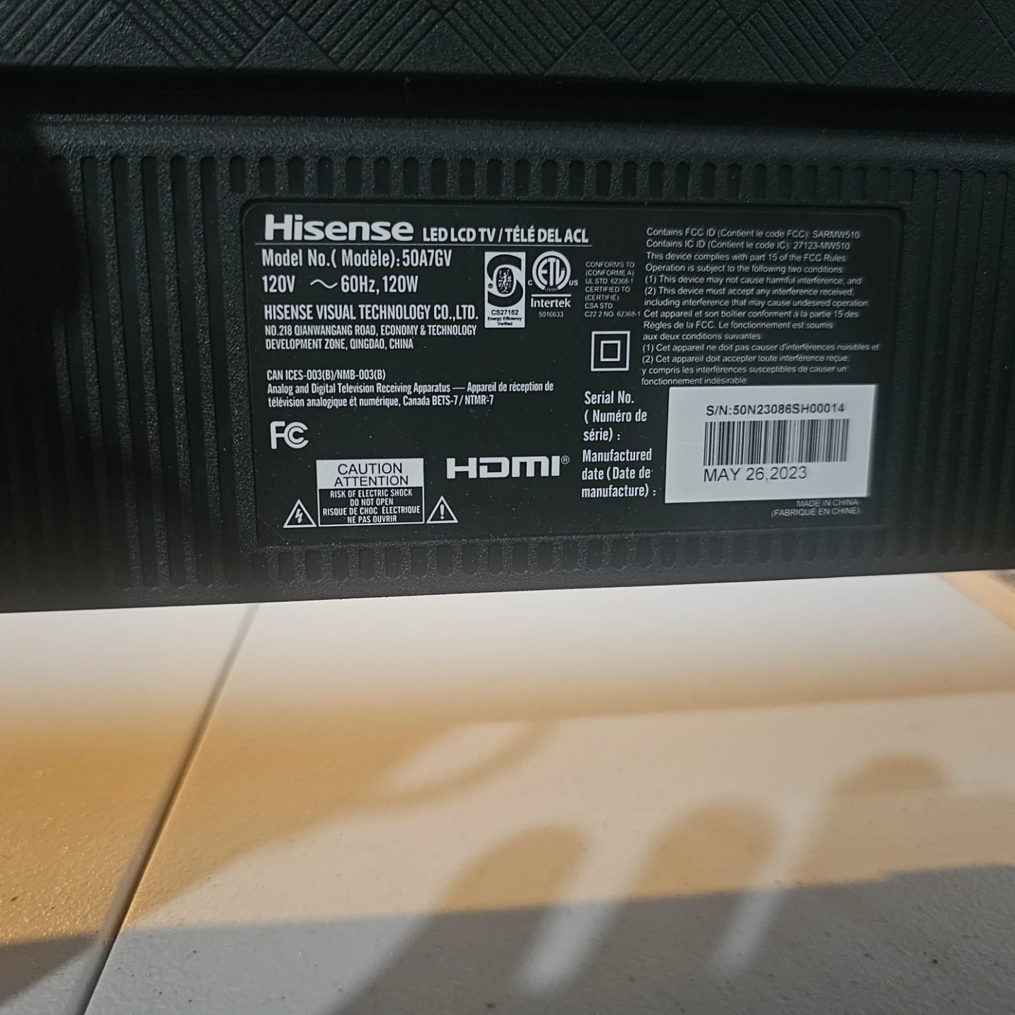 Hisense 50A76V LED LCD TV