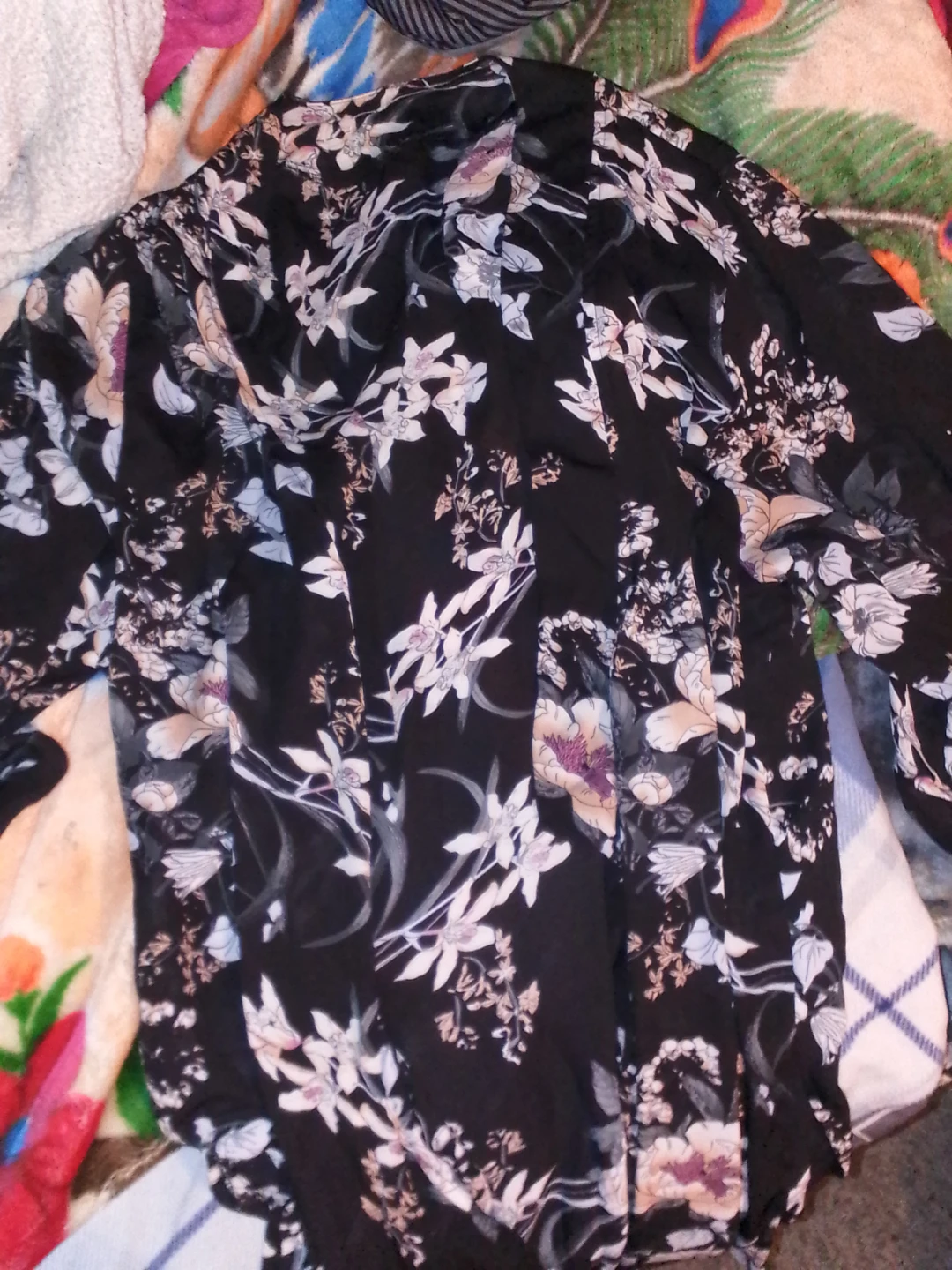 Floral Print Blouse - Black