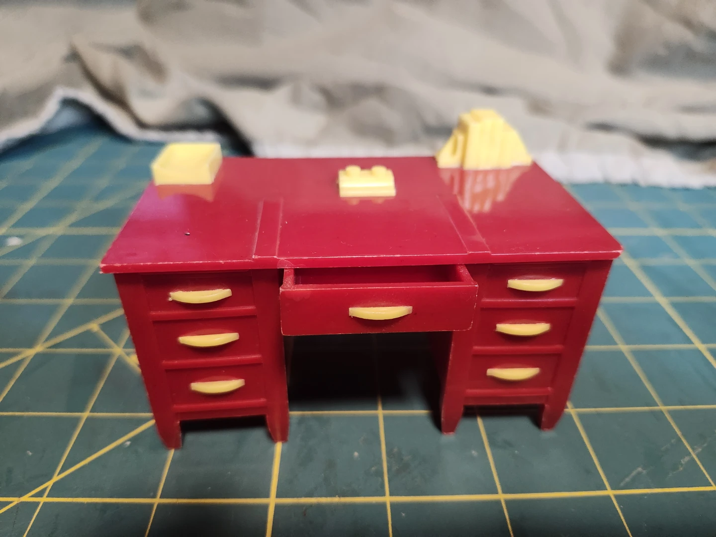 Vintage Red Dollhouse Furniture Set - Desk, Sofa, Piano, Chair - photo 4