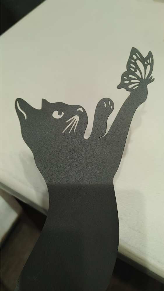 Black Cat and Butterfly Metal Garden Stake